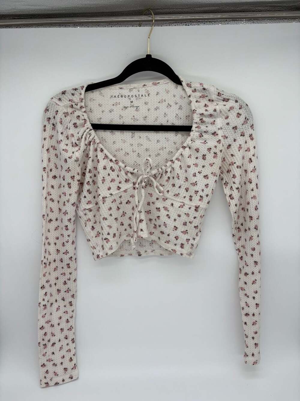 Aeropostale Floral Tie Front Crop Top Coquette M